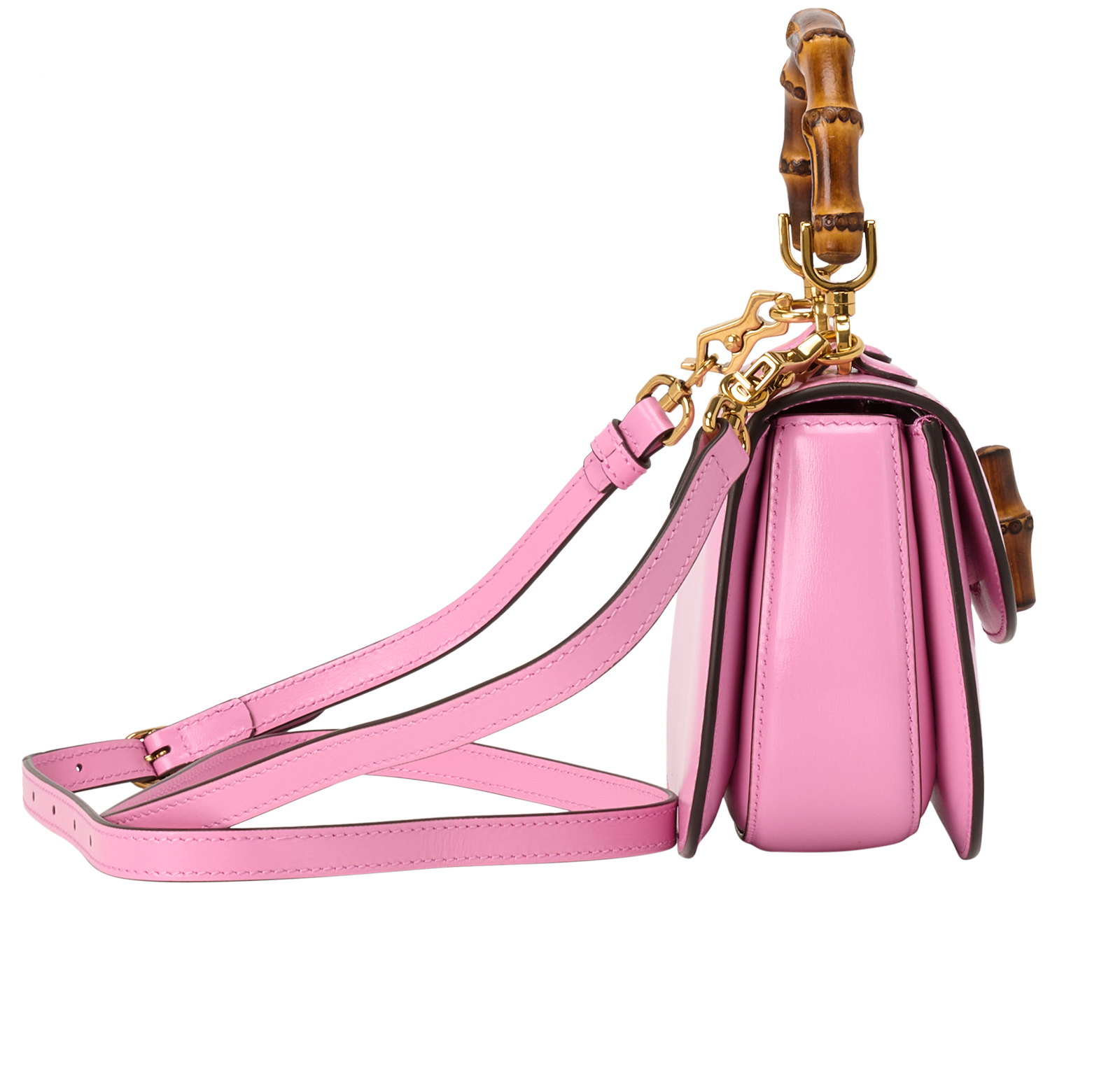 Mini Bamboo 1947, &pound;1,500, Handbags, Brown/Pink, Leather, Side view